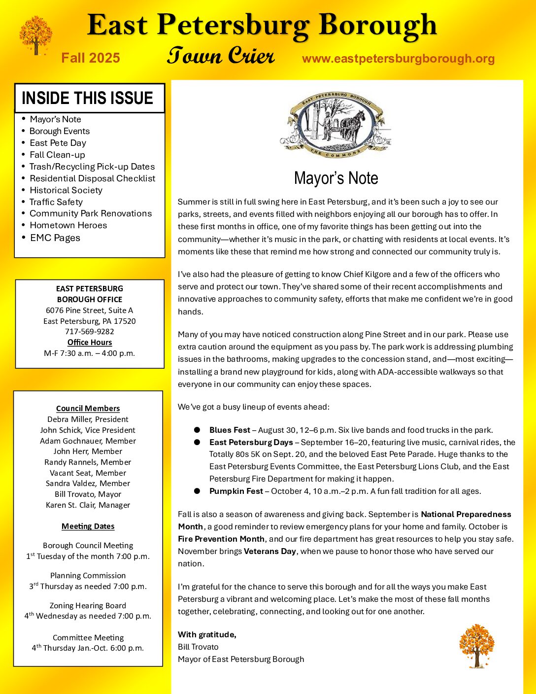 Thumbnail of the first page of 'Fall 2025 – Town Crier'