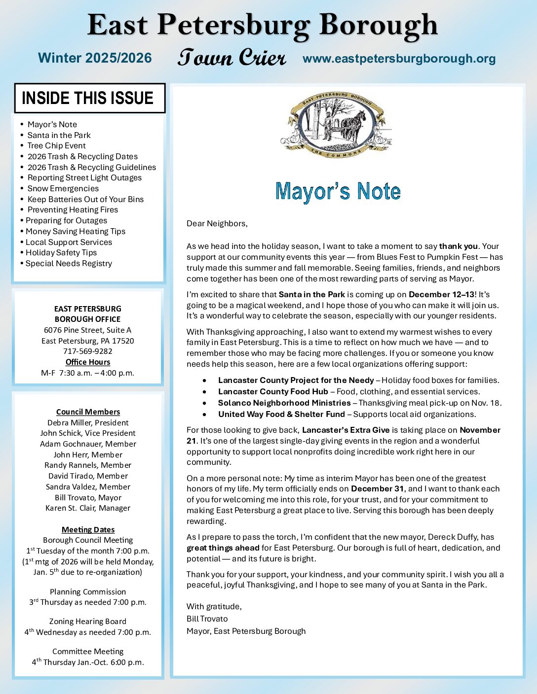 Thumbnail of the first page of 'Winter 2025 / 2026 – Town Crier'