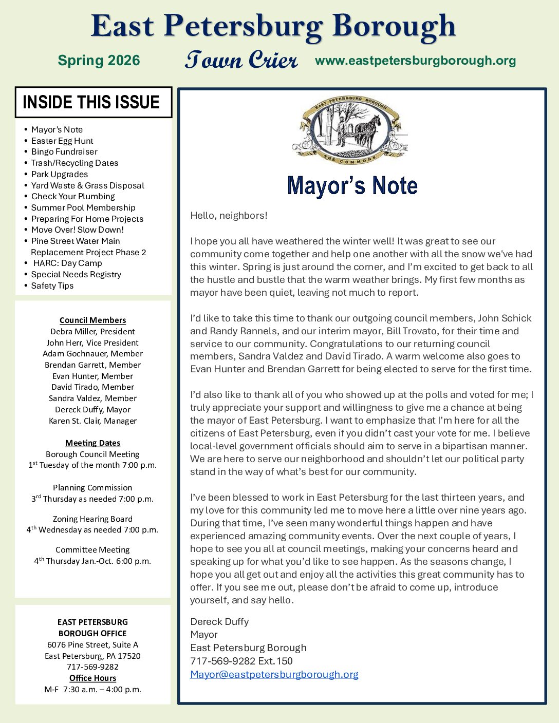 Thumbnail of the first page of 'SPRING  2026 – Town Crier'