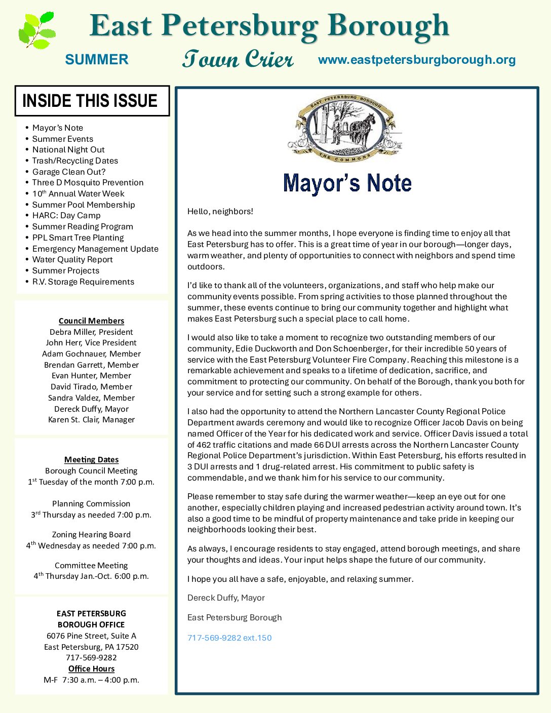 Thumbnail of the first page of 'SUMMER  2026 – Town Crier'